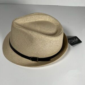 Chic Raffia Fedora Hat with Black Band Belt
